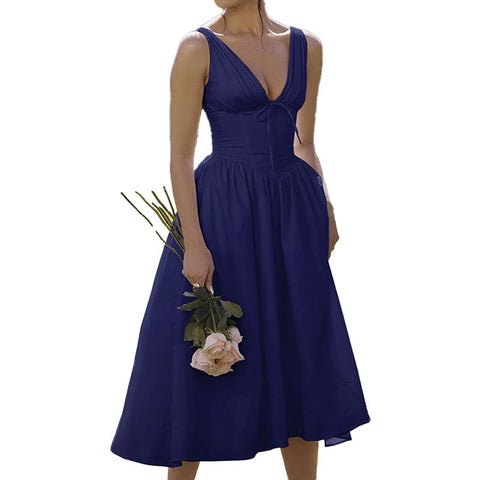 Backless Printed Halter Dress