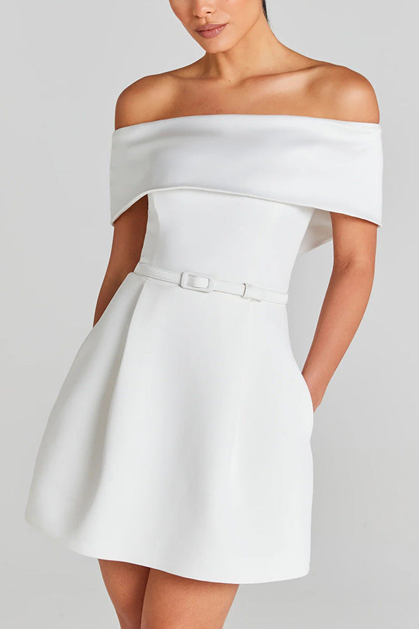 Belted off-shoulder dress