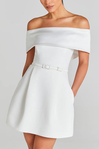 Belted off-shoulder dress
