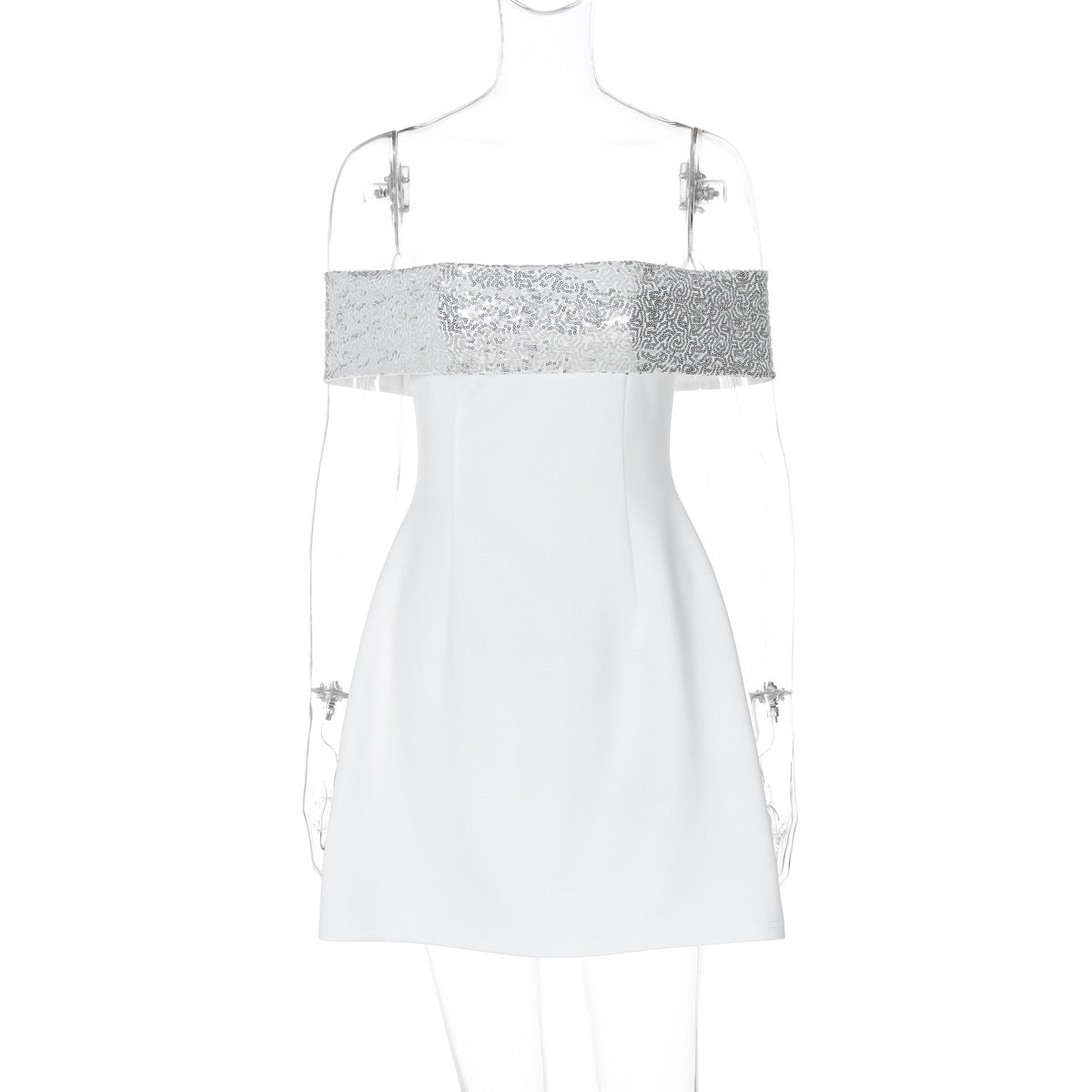 A Slim-Fitting One-Shoulder Dress With Patchwork