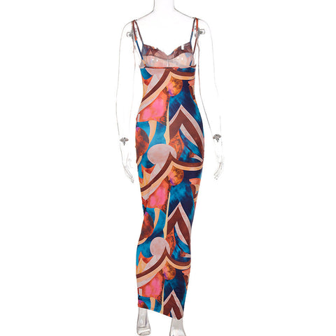 Wild West Backless Halter Maxi Dress