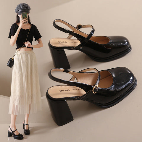 Women's Toe High Round Fairy Patent Sandals