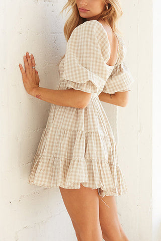 Smocked Gingham Babydoll Dress