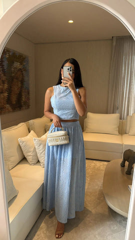 Vest lace skirt suit