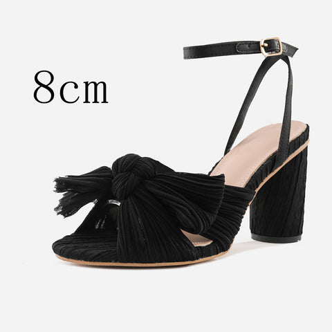 New Stylish French Thick Bowknot Heels