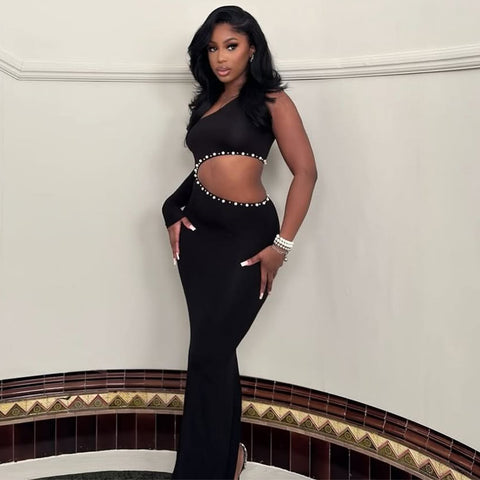 A Diamond-Encrusted Single-Sleeved Dress
