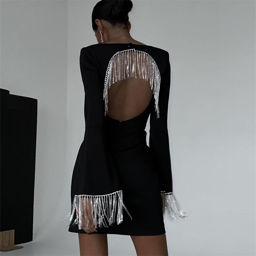 Party Time Diamond Chain Backless Mini Dress