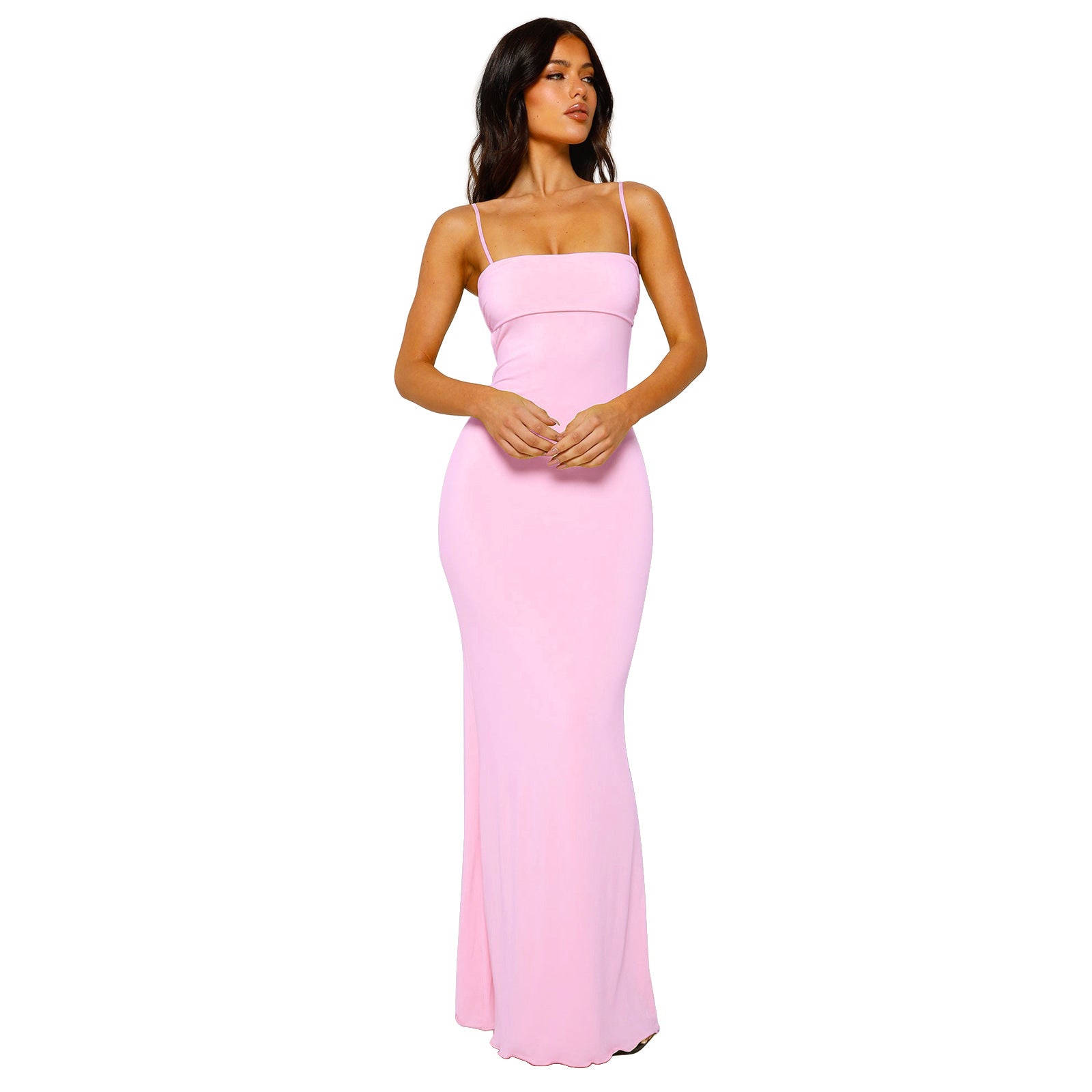 Gathered off-shoulder halter dress