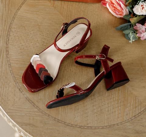 Damen Französisch mit römischem Riemen Sommer Chunky Sandalen