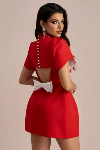 Adela Cut-out Bowknot Mini Dress