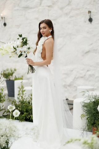Isabel Halterneck Floral Applique Maxi Dress