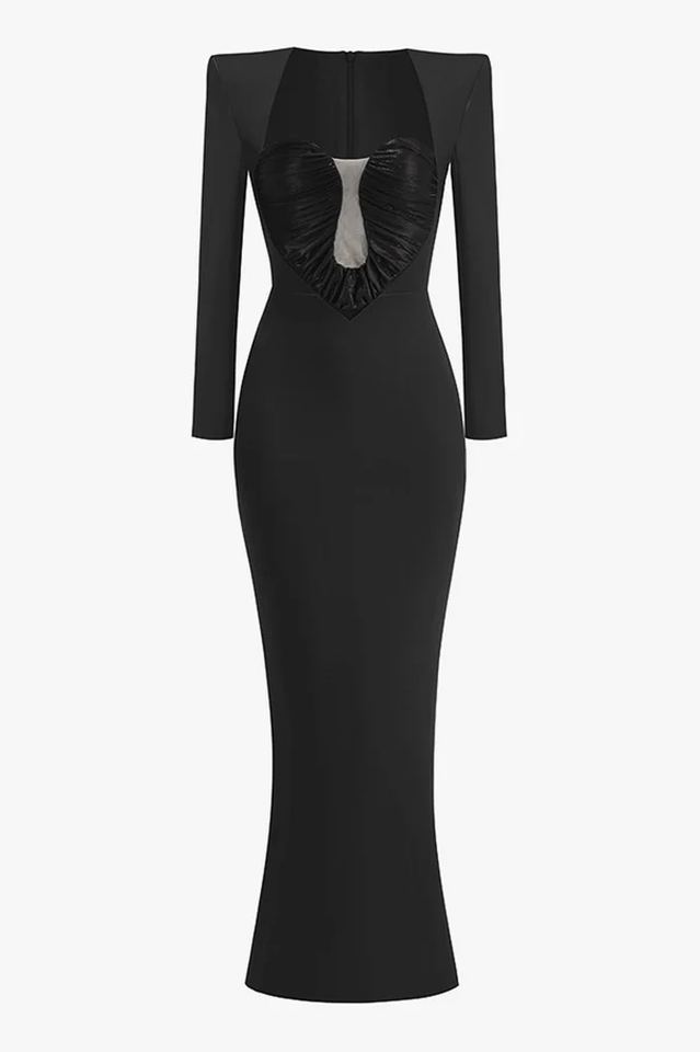 Pleated Sweetheart Bodycon Maxi Dress