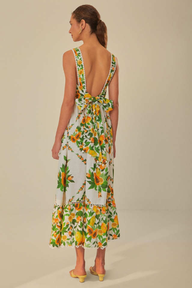 Papaya Salad Scarf Print Maxi Sundress