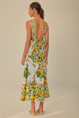 Papaya Salad Scarf Print Maxi Sundress