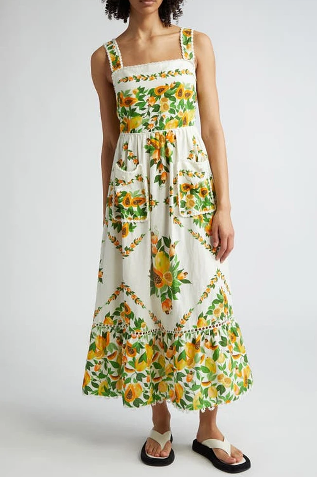 Papaya Salad Scarf Print Maxi Sundress