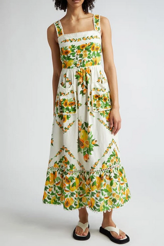 Papaya Salad Scarf Print Maxi Sundress