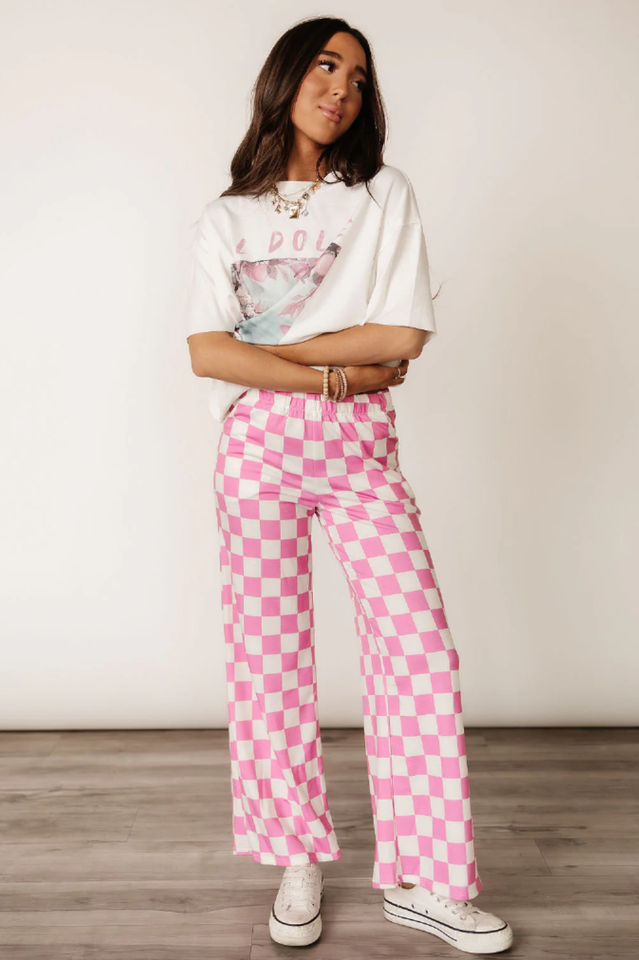 Pep Talk Checker Knit Pants