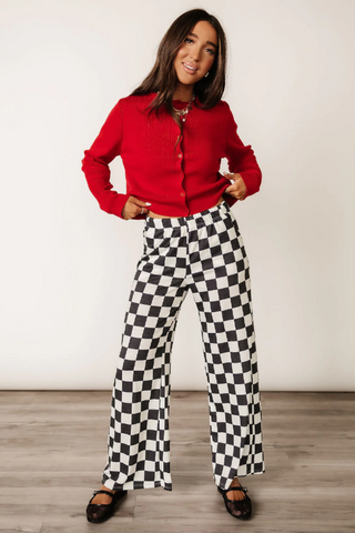 Pep Talk Checker Knit Pants