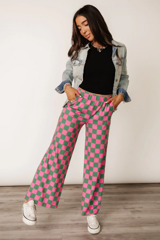 Pep Talk Checker Knit Pants