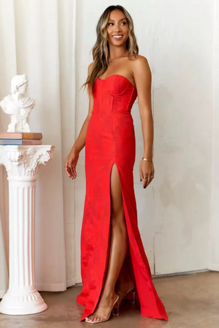 Strapless Occasion High Spilt Maxi Dress