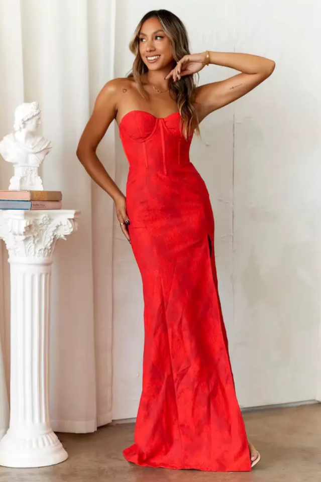 Strapless Occasion High Spilt Maxi Dress