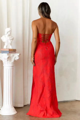 Strapless Occasion High Spilt Maxi Dress
