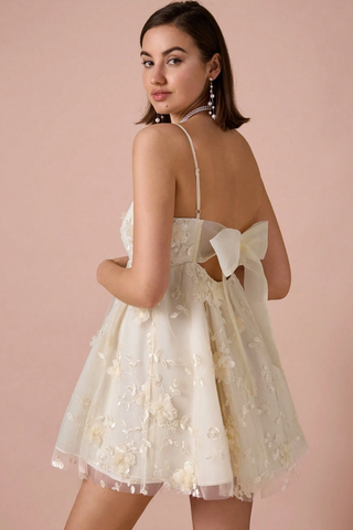 Floral Applique Decor Mesh Slip Dress
