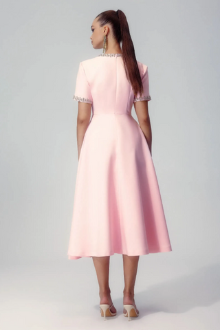 Zoe Bowknot Crystal-Embellished Midi Dress