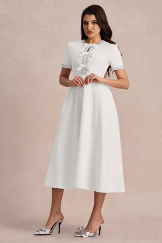 Zoe Bowknot Crystal-Embellished Midi Dress