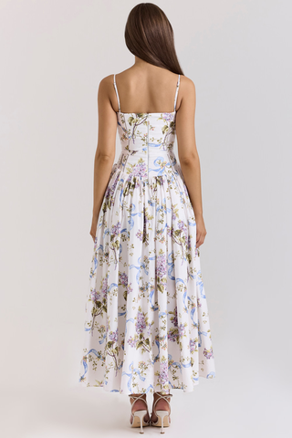 Vintage Rose Print Cotton Midi Sundress