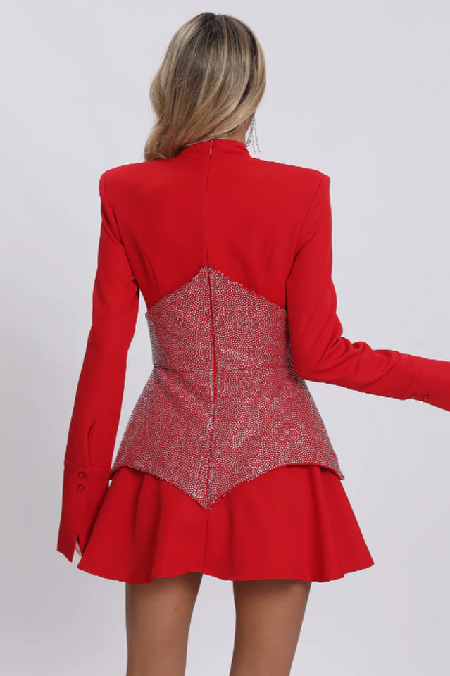 Keilani Red Long Sleeve Mini Dress