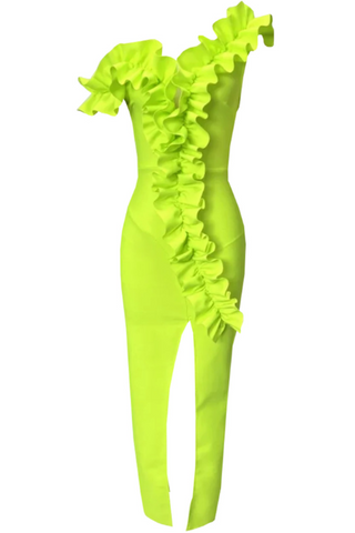 One Shoulder Ruffle Maxi Dress