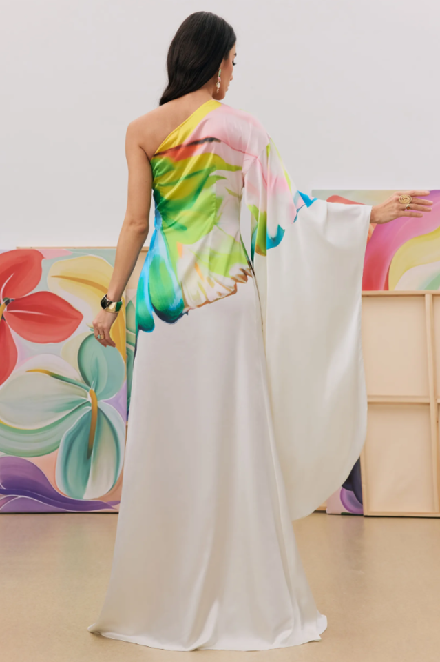 Bernice Printed Single Sleeve Maxi Dress