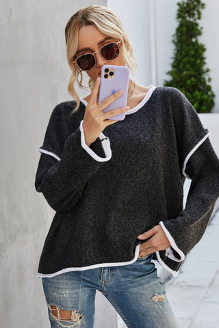 Crew Neck Pullover Long Sleeve Sweater