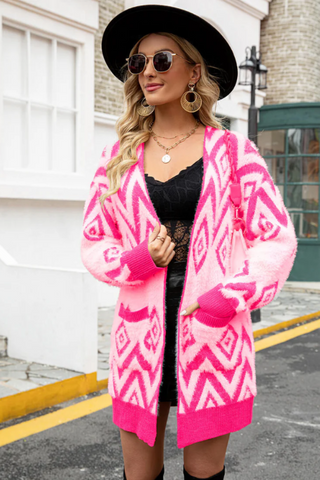 Argyle Open Front Pocket Cardigan