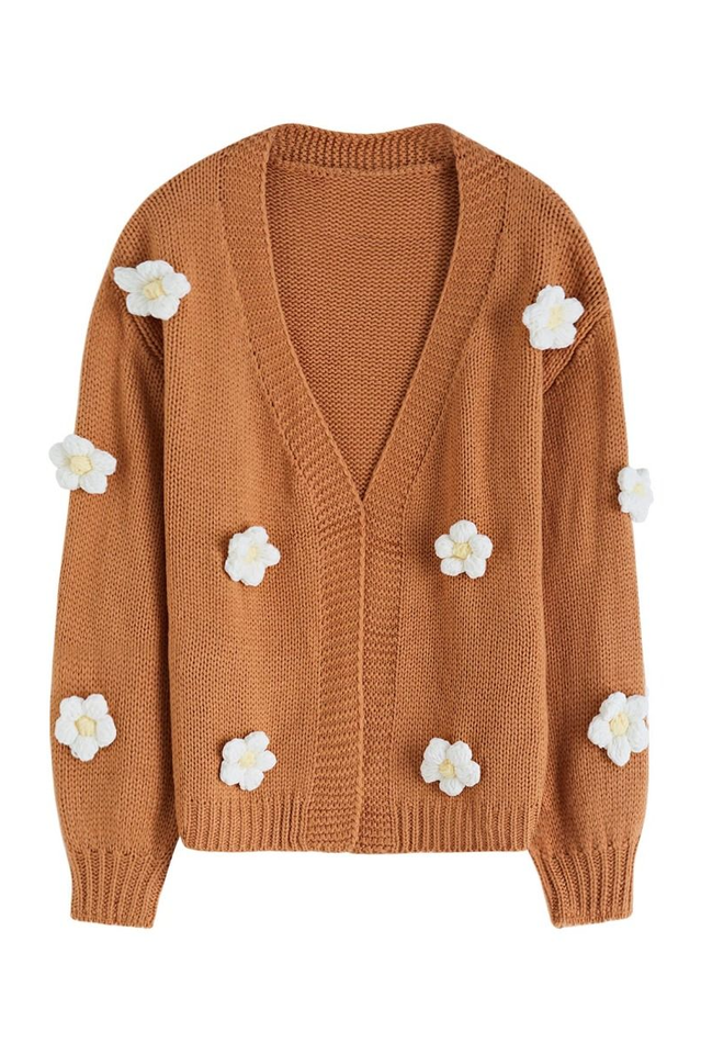 Fall In Daisy Oversized Knit Cardigan