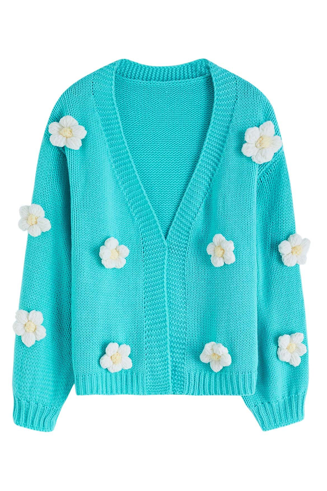 Fall In Daisy Oversized Knit Cardigan