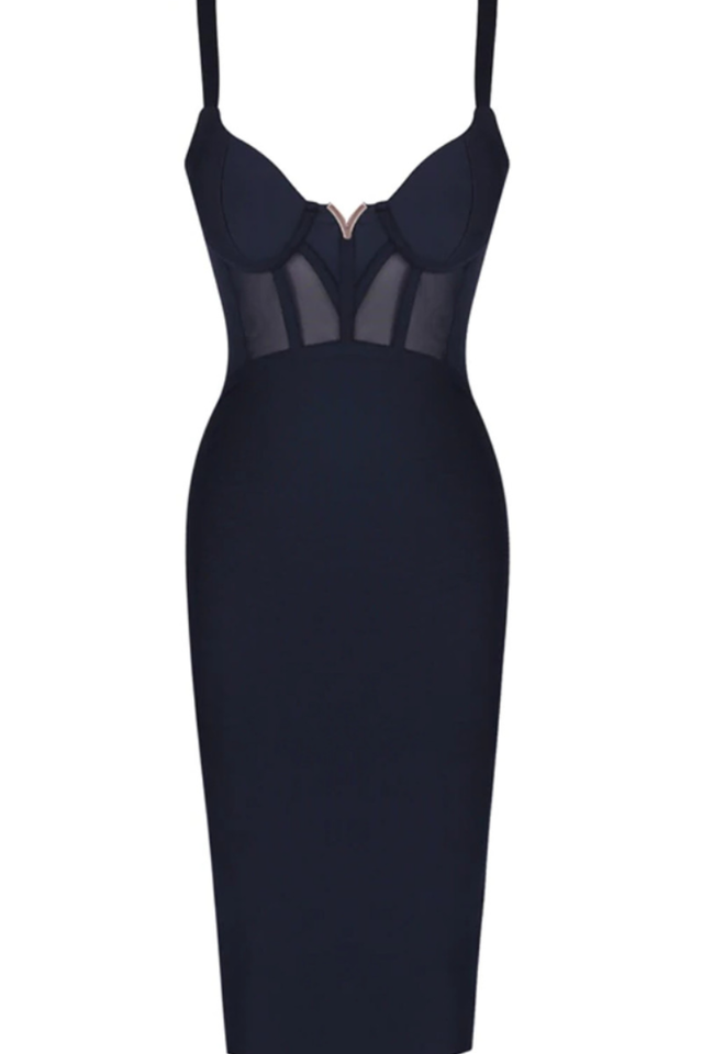 Structured Mesh Midi Dress