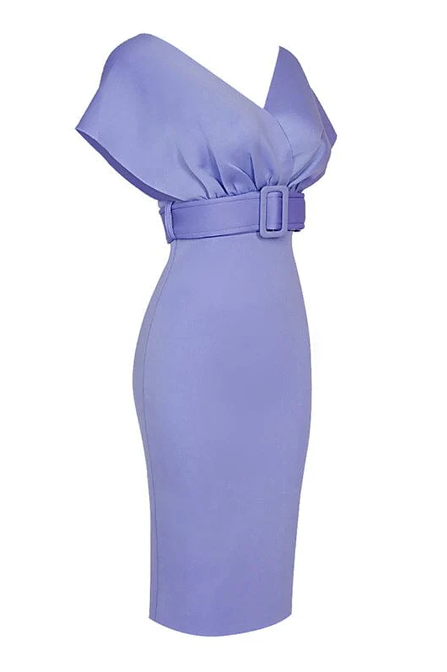 Off The Shoulder Belt Midi Dress