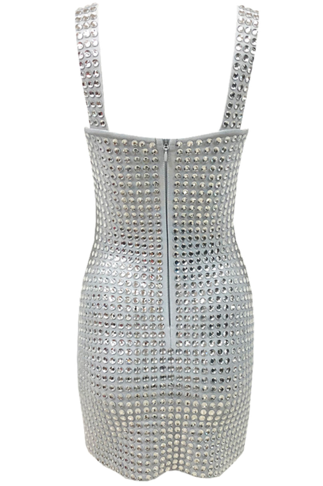 Shiny Stone Embellished Short Dress