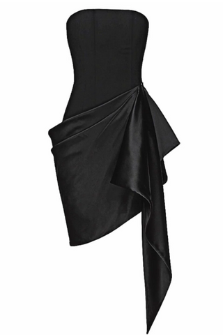 Strapless Draped Silk Dress