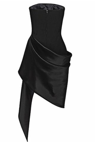 Strapless Draped Silk Dress