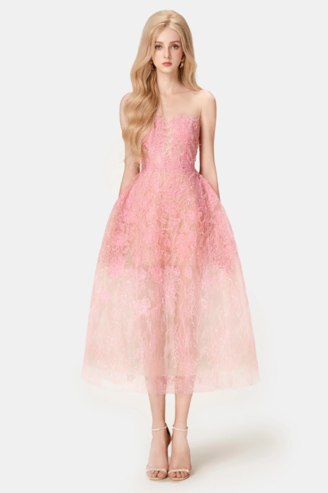 Pink Beaded Lace Dress