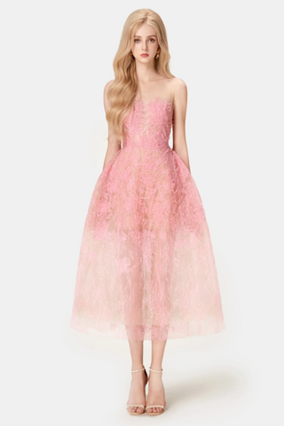 Pink Beaded Lace Dress