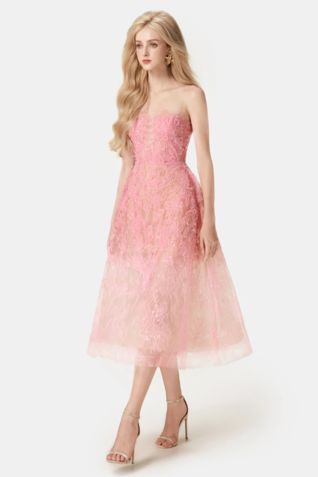 Pink Beaded Lace Dress