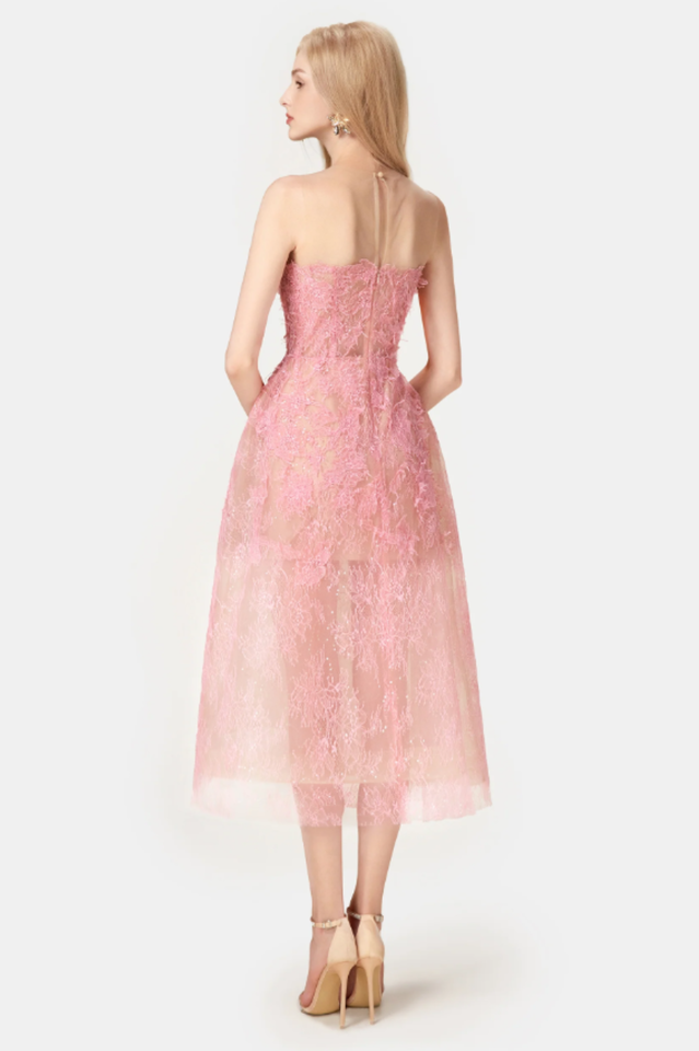 Pink Beaded Lace Dress