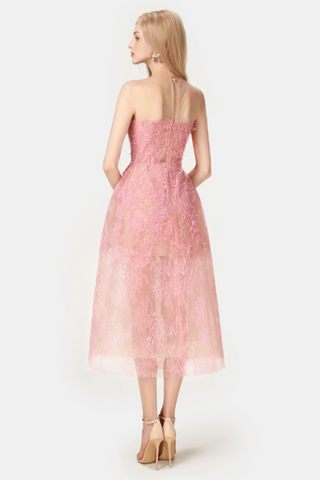 Pink Beaded Lace Dress