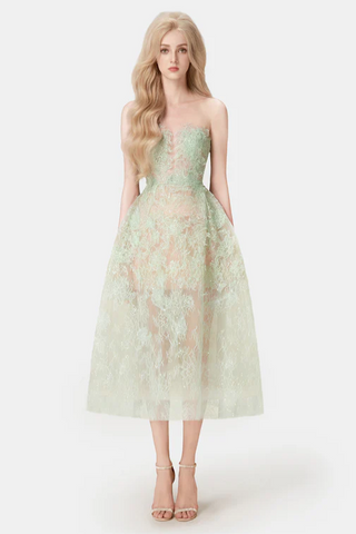 Pink Beaded Lace Dress