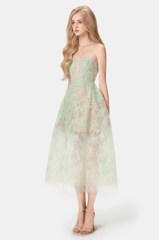 Pink Beaded Lace Dress