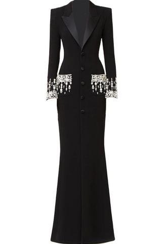 Crystal Sequin Maxi Coat Dress